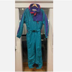 Columbia Teal Purple Pink Ski One-Piece Suit